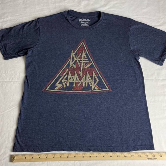 Def Lepperd T-Shirt Women Small Blue Crew Neck Graphic Cotton Blend Short Sleeve - Picture 2 of 10